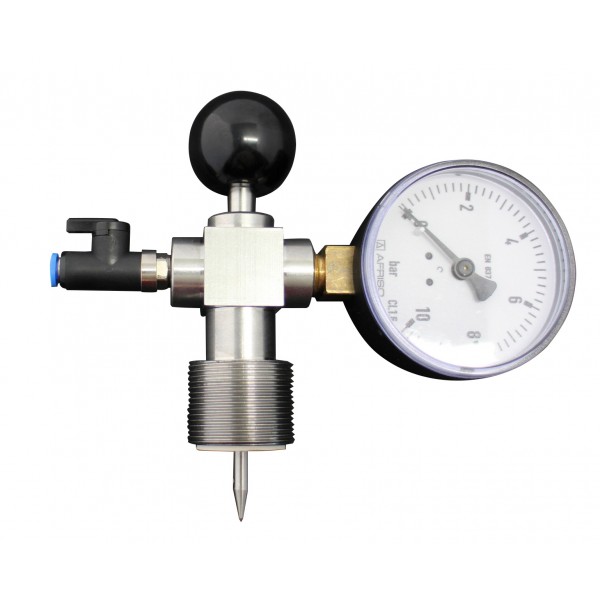 CO2-Druckprüfer für Flaschen Grundgerät mit Manometer 0-10 bar ohne Aufsatz CO2-Druckprüfer für Flaschen Grundgerät mit Manometer 0-10 bar ohne Aufsatz