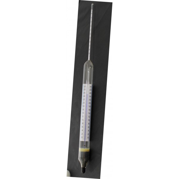 Alcoolmètre 35-45 Vol.%, Avec thermomètre ne pas utliser pour les liqueurs! Alcoolmètre 35-45 Vol.%, Avec thermomètre ne pas utliser pour les liqueurs!