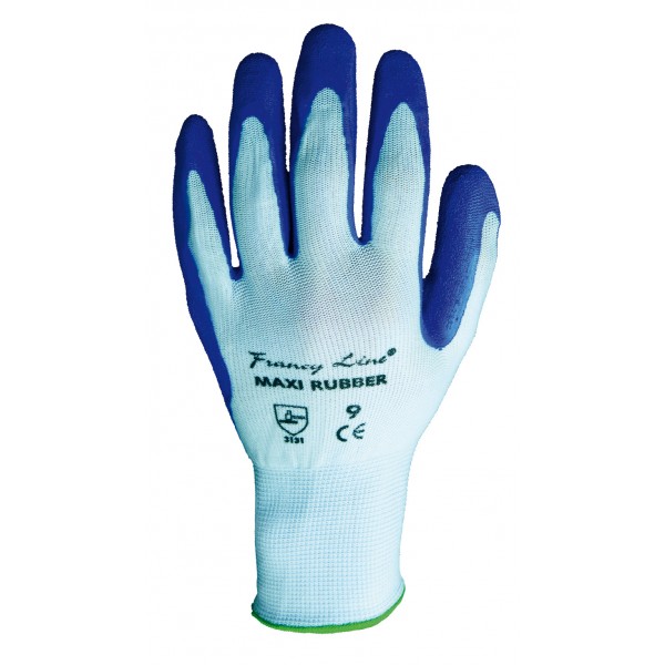 Rubber work glove white-blue size 8