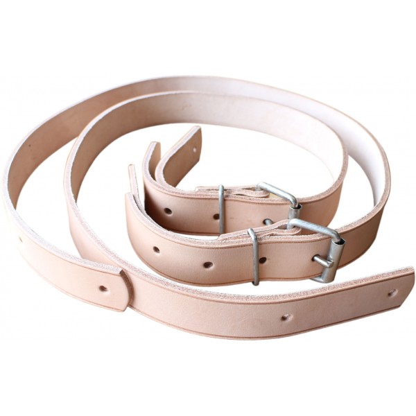 Pair of leather shoulder straps, adjustable in length