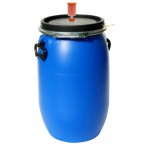 Wide-neck drum blue 60 l, with 40 mm hole in lid