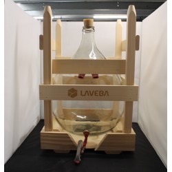 Standflasche T/S 'SCHWILCH' 25 Liter mit Holzverschlag, Stopfen mit 2 Glaskugeln