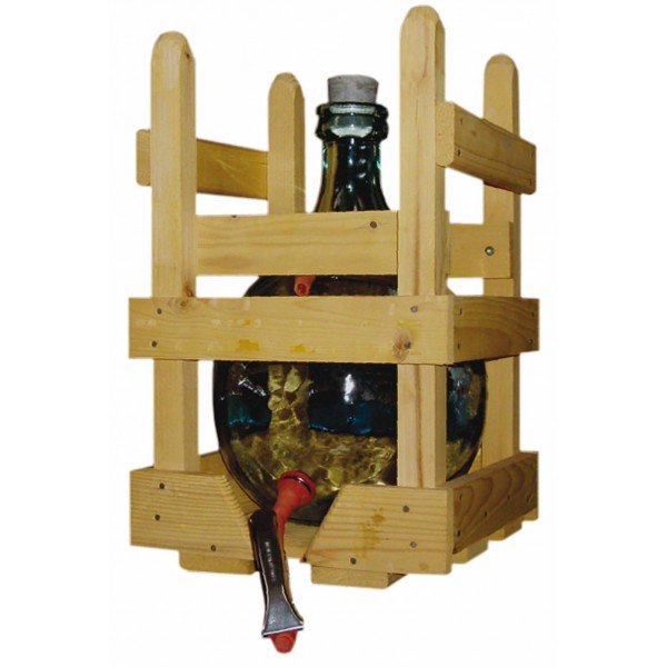 Bouteille 5 litre avec cage en bois, Schwilch avec bouchon simple Bouteille 5 litre avec cage en bois, Schwilch avec bouchon simple