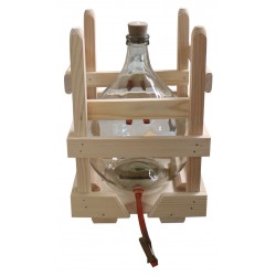 Standflasche T/S 'SCHWILCH' 10 Liter mit Holzverschlag, Stopfen mit 2 Glaskugeln
