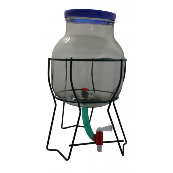 Essig - Weithalsballon 5 L im Gestell mit Auslauf Essig - Weithalsballon 5 L im Gestell mit Auslauf