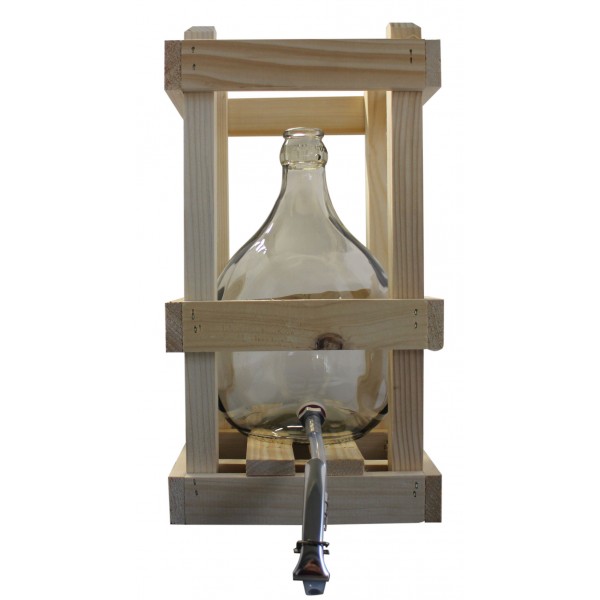 Standing bottle glass 5 litre with wooden stopper complete, without stopper