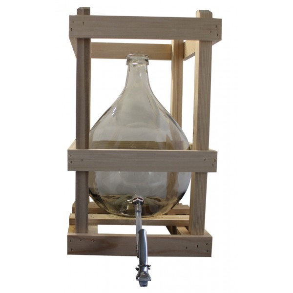 Ballon en verre, 10 lt. (dame-jeanne), avec cage en bois Ballon en verre, 10 lt. (dame-jeanne), avec cage en bois