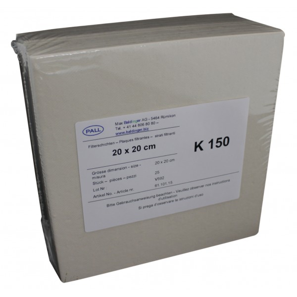 Plaques filtrantes SeitzSchenk K 150 20/20 cm Plaques filtrantes SeitzSchenk K 150 20/20 cm