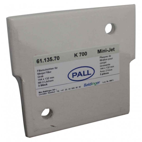 Plaques filtrantes PALL K700 14.4 x 13.2 cm pour Mini-Jet Plaques filtrantes PALL K700 14.4 x 13.2 cm pour Mini-Jet