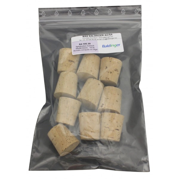 Natural barrel cork conical 30x26/33mm 10-pack