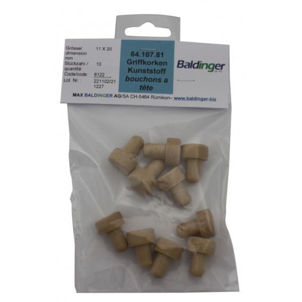 Griffkorken 11 x 20 mm Pure Unit , 10 Stk. Kunststoffstopfen