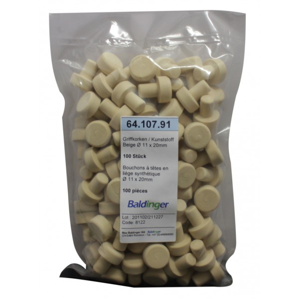 Handle cork 11 x 20 mm plastic stopper, Pure Unit 100 pieces pack
