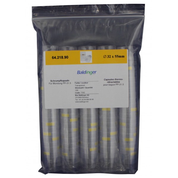 Capsule thermo-retractable transparent 100 pcs. / 32.5x55 mm Capsule thermo-retractable transparent 100 pcs. / 32.5x55 mm
