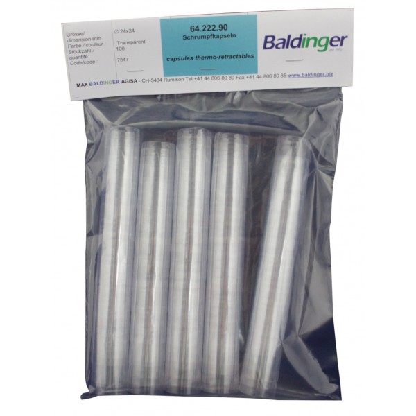 Capsules thermo-rétractables transparents 100 pcs. / 24 x 35 mm pour petites bouteilles / platin 1 dl