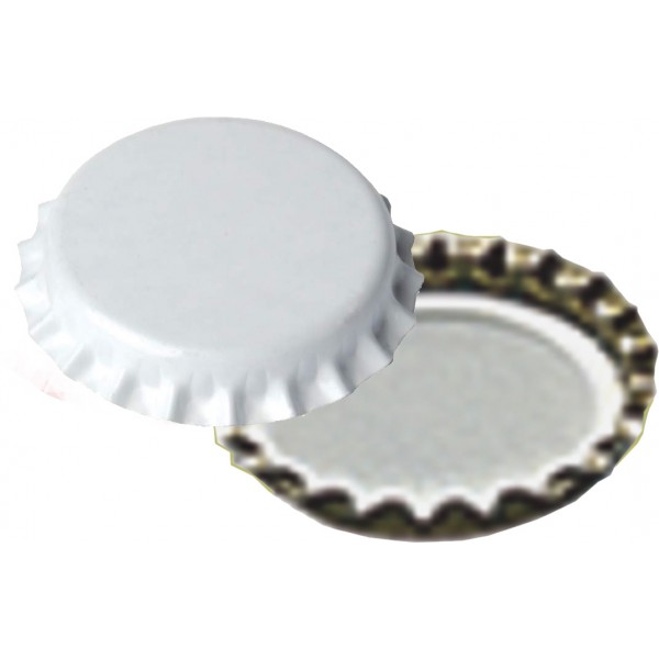 Bouchons-couronne blanc 26 mm 10.000 pces./carton Joint sans PVC, max 68°C 20 min Bouchons-couronne blanc 26 mm 10.000 pces./carton Joint sans PVC, max 68°C 20 min