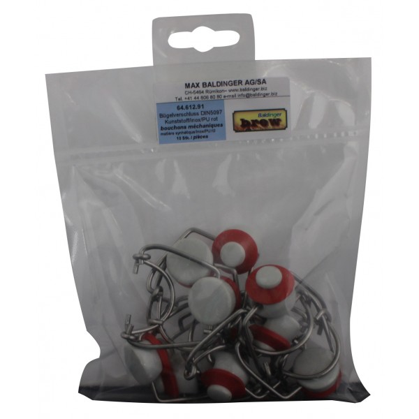 Bügelverschluss DIN 5097 Kunststoff/inox/PU rot Packung 10 Stück