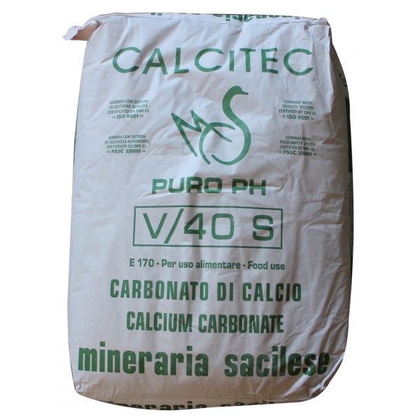 Calcium carbonate CaCO3 E 170, 25 kg Sack