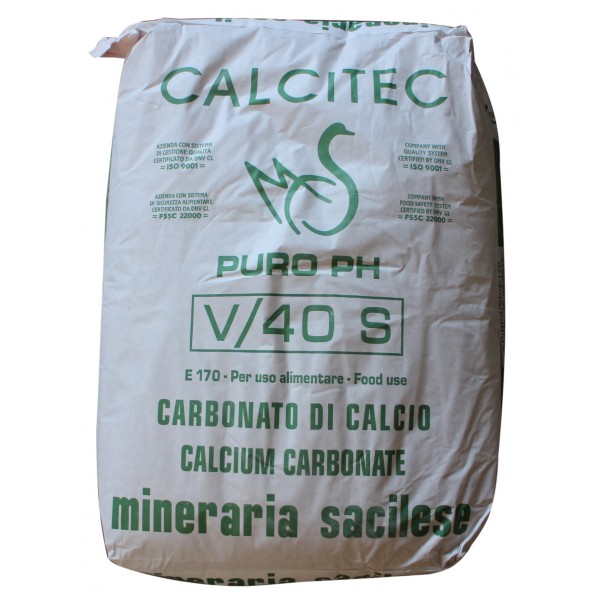 Carbonate de chaux CaCO3 E 170, sac 25 kg Carbonate de chaux CaCO3 E 170, sac 25 kg