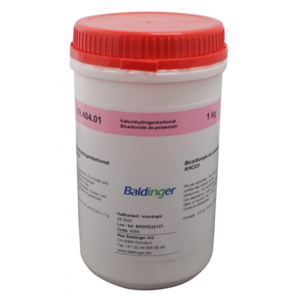 Hydrogène carbonate de potasse KHCO3; E 501 II paquet 1 kg Hydrogène carbonate de potasse KHCO3; E 501 II paquet 1 kg