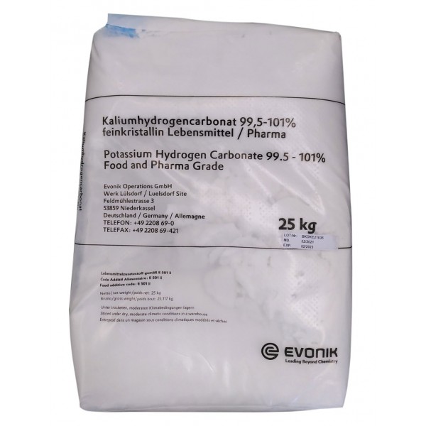 Potassium hydrogen carbonate KHCO3, E 501 II 25 kg bag
