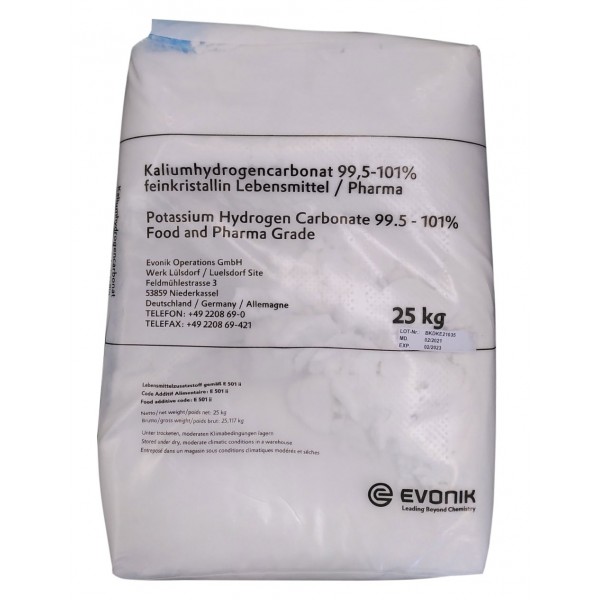 Kaliumhydrogencarbonat KHCO3, E 501 II 25 kg Sack Kaliumhydrogencarbonat KHCO3, E 501 II 25 kg Sack