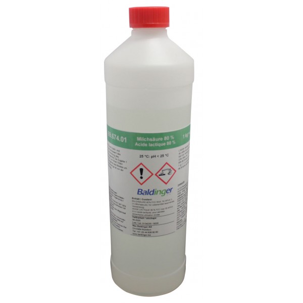 Lactic acid pure E270 80%, 1 kg container 1 kg approx. 0.8l UN 3265, ADR 8, II