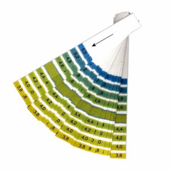 Papiers indicateurs pH 3.8 à 5.5 20 pces. Papiers indicateurs pH 3.8 à 5.5 20 pces.