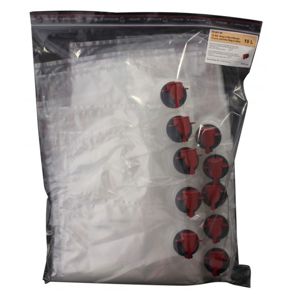 10 l Beutel Bag-in-Box transparent / Vitop mittig 10er Packung